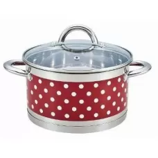 Кастрюля из нержавейки BOHMANN 3,6 литра 20 см с крышкой Цвет красный 0127-20