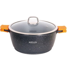 Кастрюля алюминиевая Bohmann 3 литра антипригарное мраморное покрытие с крышкой 7350-22MRB