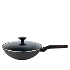 Сковорідка алюмінієва глибока з кришкою Magio 28 см з антипригарним покриттям колір чорний MG-1168