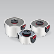 Набор кастрюль из нержавейки с крышками Maestro 6 предметов 24 см*5.8 л 20 см*3.2 л 16 см*1.5 л MR-3530-24-6