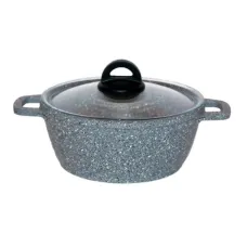 Алюминиевая кастрюля с антипригарным покрытием BIOL Granite Grey 3.6 литра 24 см с крышкой K406PC