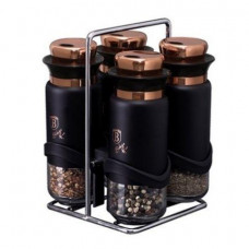 Набір ємностей для спецій BERLINGER HAUS Black Rose Collection з підставкою 5 пр 1999BH