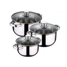 Набір посуду WELLBERG 6пр.1.6 л (Ø16 × 9.5см); - 2.3 л (Ø18 × 10.5см); - 2.9 л (Ø20 × 11.5см) +1233-WB-Ф