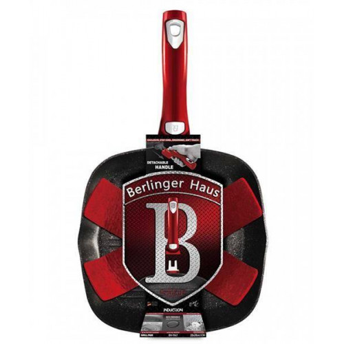 Сковорода-гриль Berlinger Haus Burgundy Metallic Line 28х28х4,1 см - 2.1 л знімна ручка Колір бордовий 1947BH