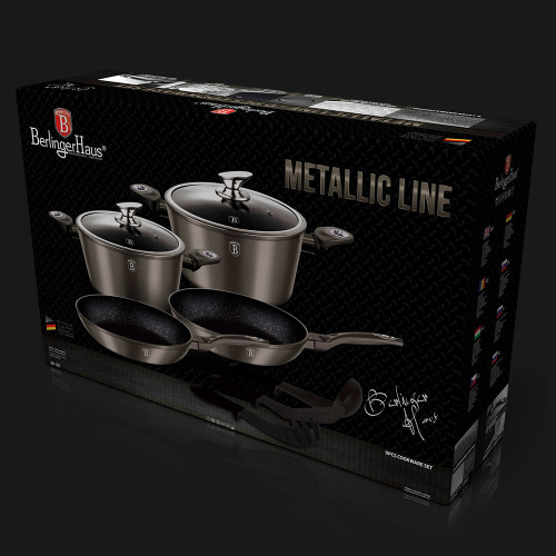 Набір посуду BERLINGER HAUS Carbon Metallic Line 9пр Колір сірий 1227NBH